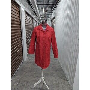 Vintage Eddie Bauer Size Medium Red Cotton & Nylon Rain Trench Jacket Coat